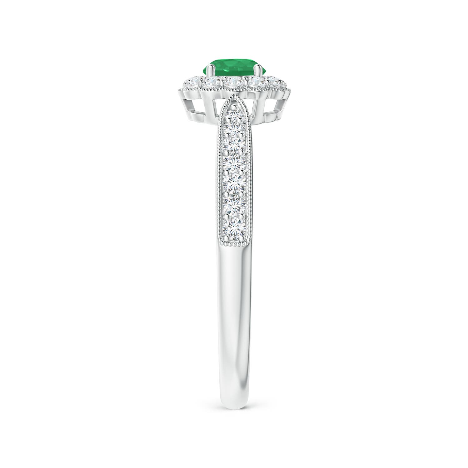 A - Emerald / 0.49 CT / 14 KT White Gold