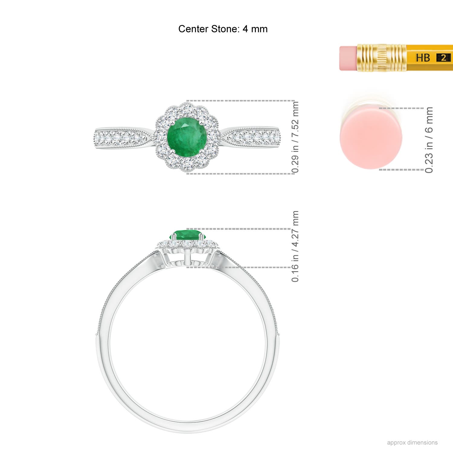 A - Emerald / 0.49 CT / 14 KT White Gold