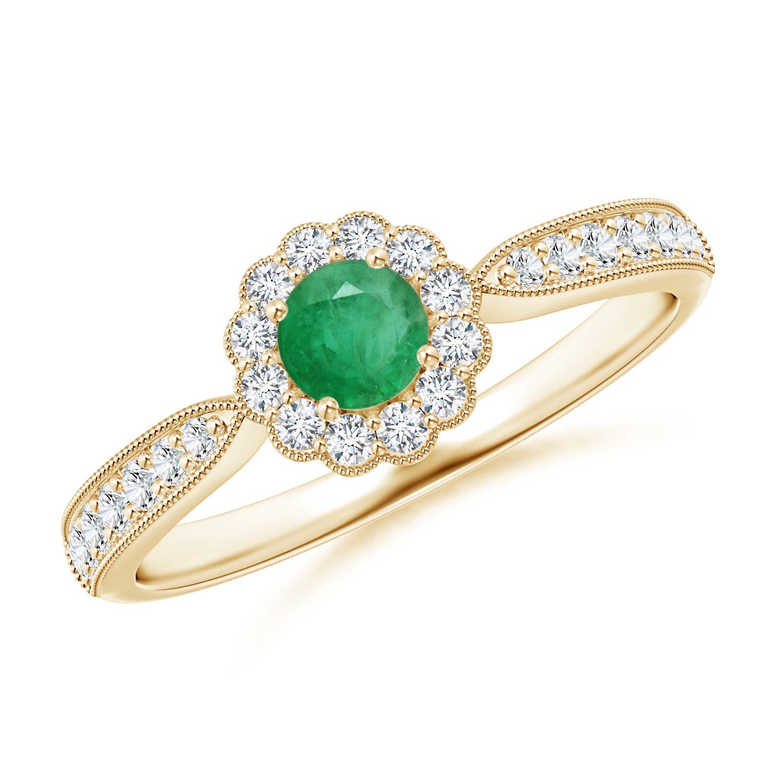 A - Emerald / 0.49 CT / 14 KT Yellow Gold