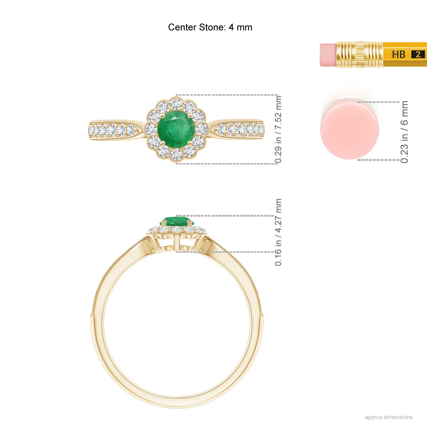 A - Emerald / 0.49 CT / 14 KT Yellow Gold