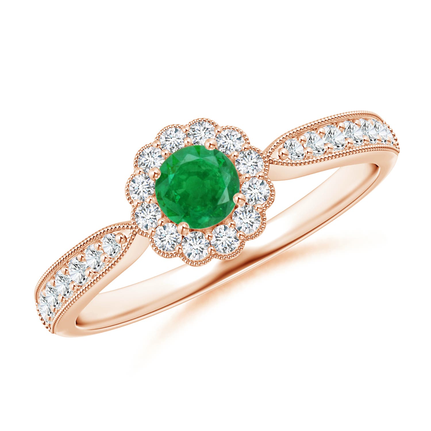 AA - Emerald / 0.49 CT / 14 KT Rose Gold