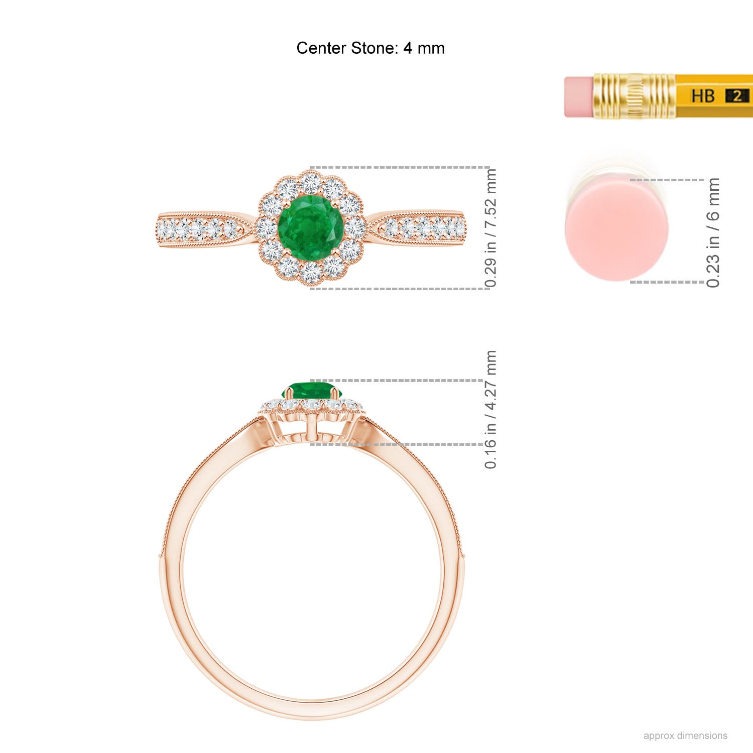 AA - Emerald / 0.49 CT / 14 KT Rose Gold