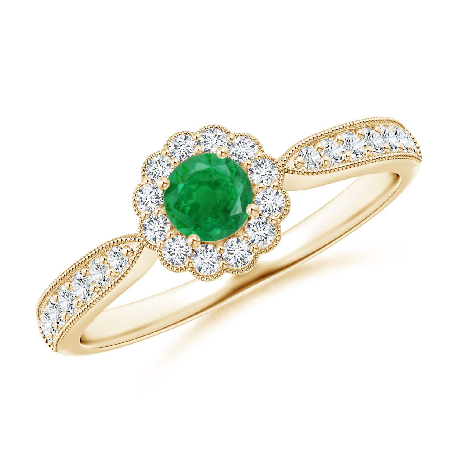 AA - Emerald / 0.49 CT / 14 KT Yellow Gold