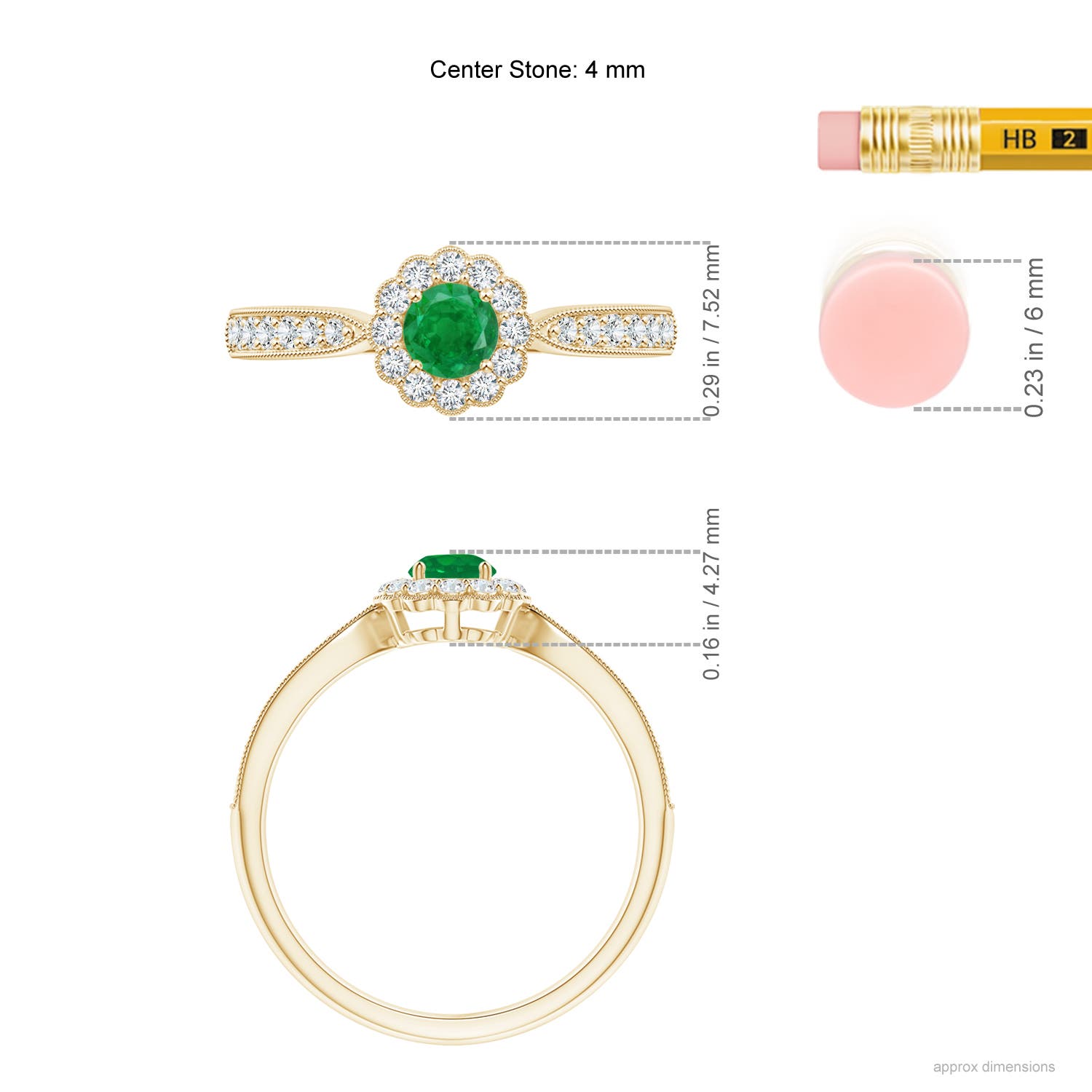 AA - Emerald / 0.49 CT / 14 KT Yellow Gold