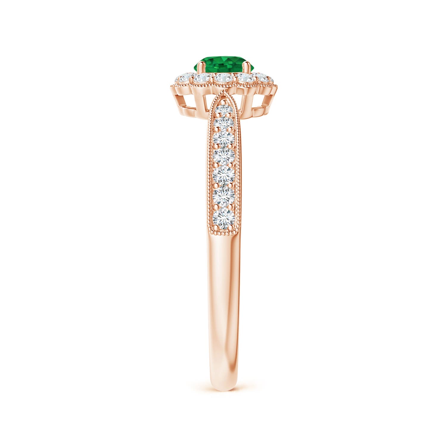 AAA - Emerald / 0.49 CT / 14 KT Rose Gold