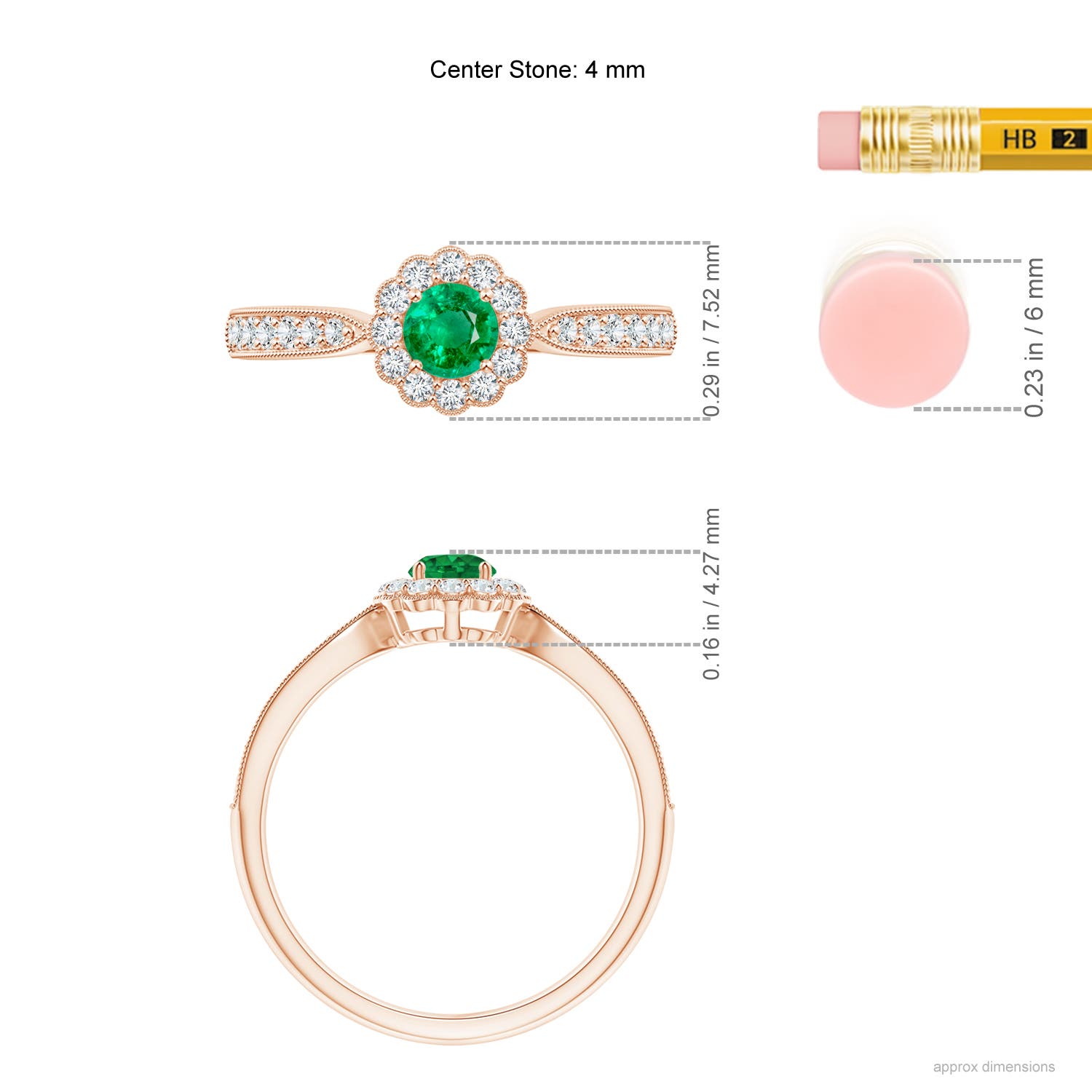 AAA - Emerald / 0.49 CT / 14 KT Rose Gold