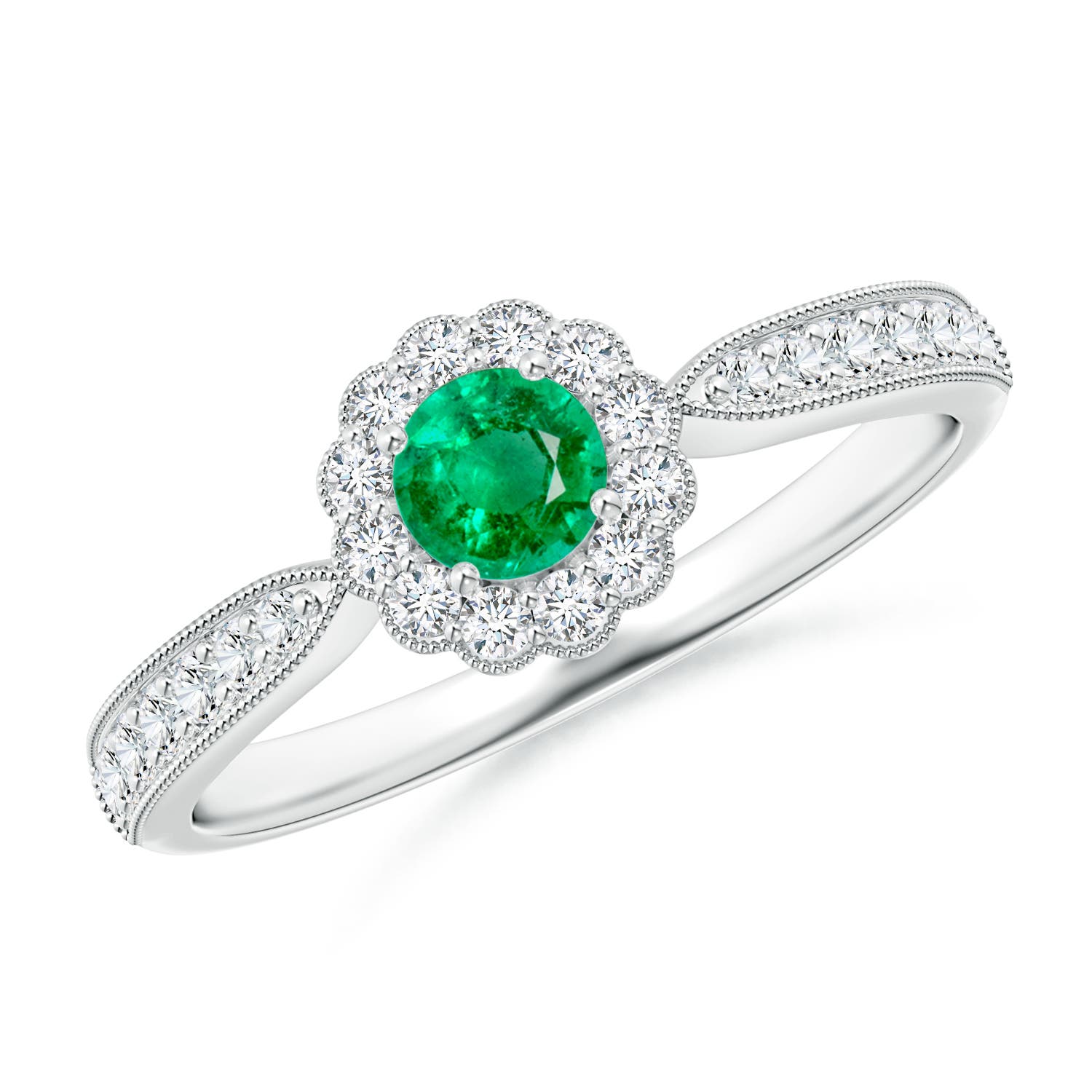 AAA - Emerald / 0.49 CT / 14 KT White Gold