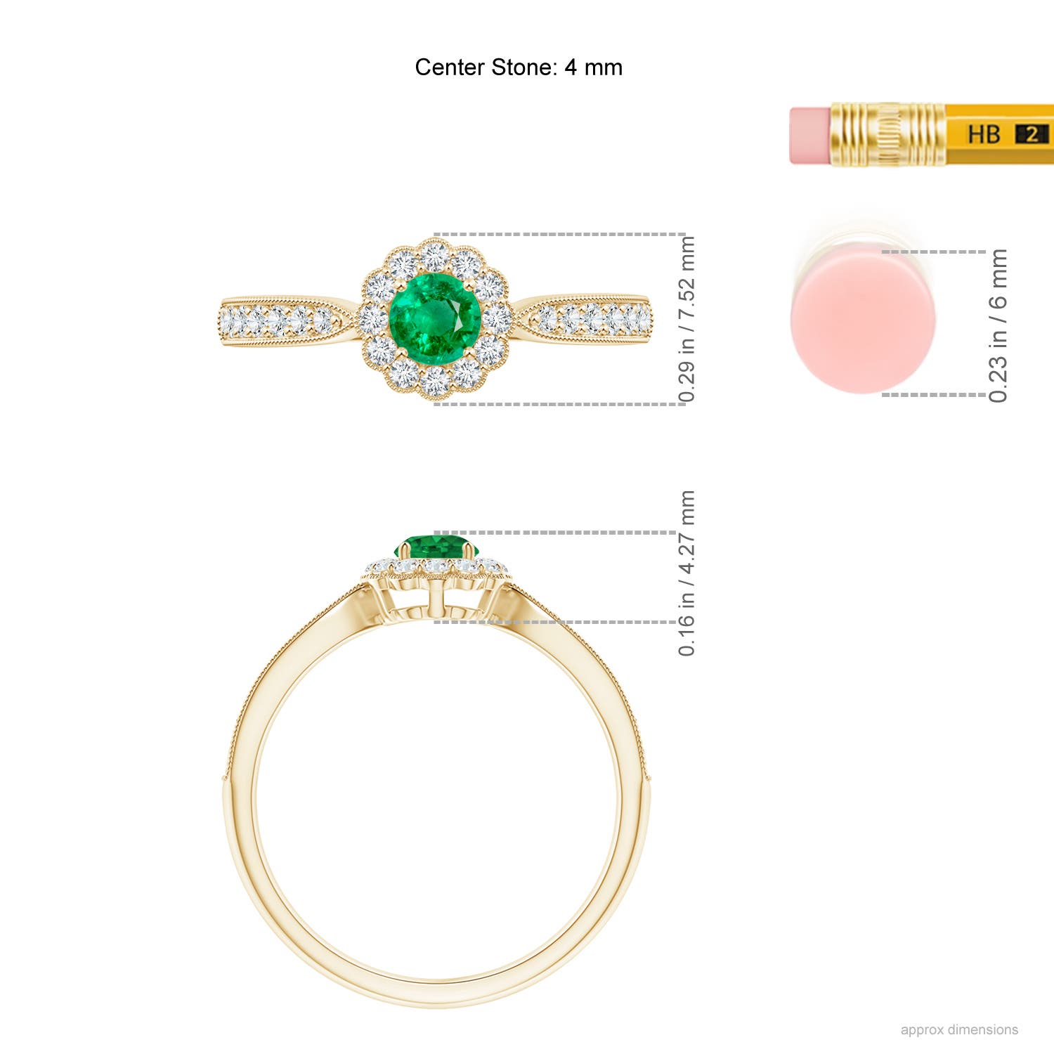 AAA - Emerald / 0.49 CT / 14 KT Yellow Gold