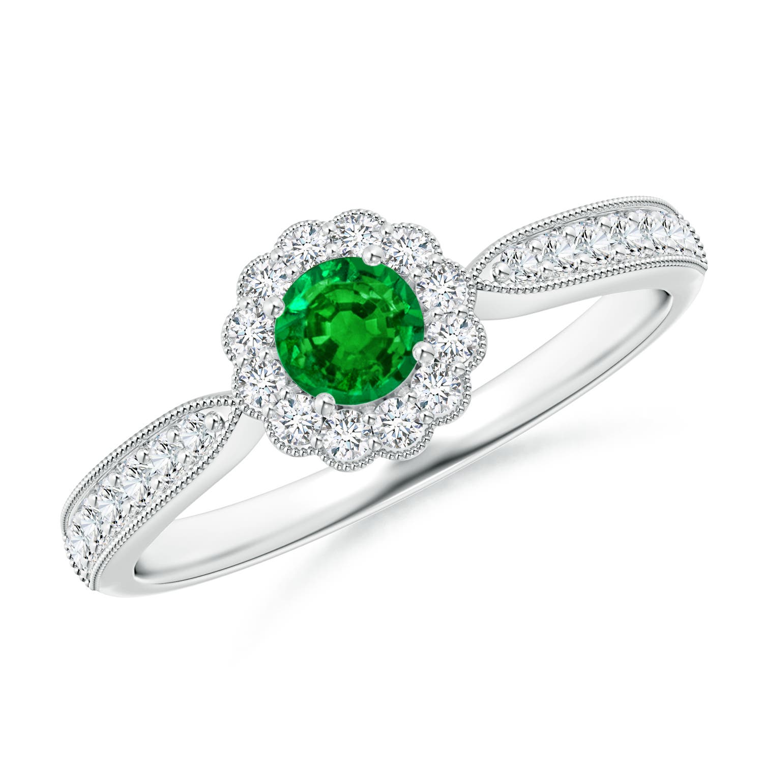 AAAA - Emerald / 0.49 CT / 14 KT White Gold