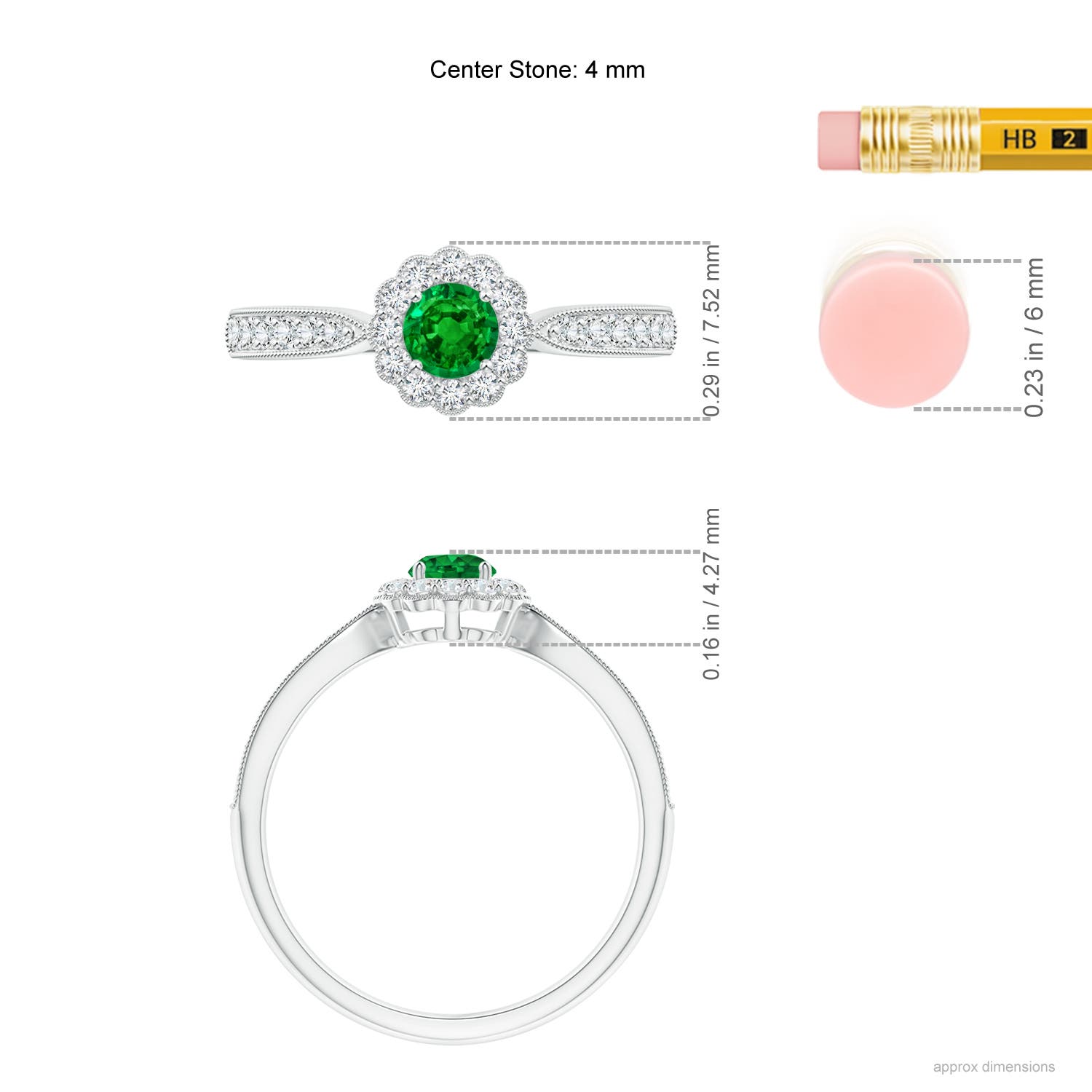 AAAA - Emerald / 0.49 CT / 14 KT White Gold