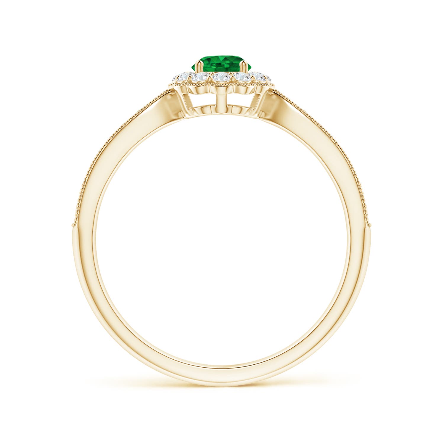 AAAA - Emerald / 0.49 CT / 14 KT Yellow Gold