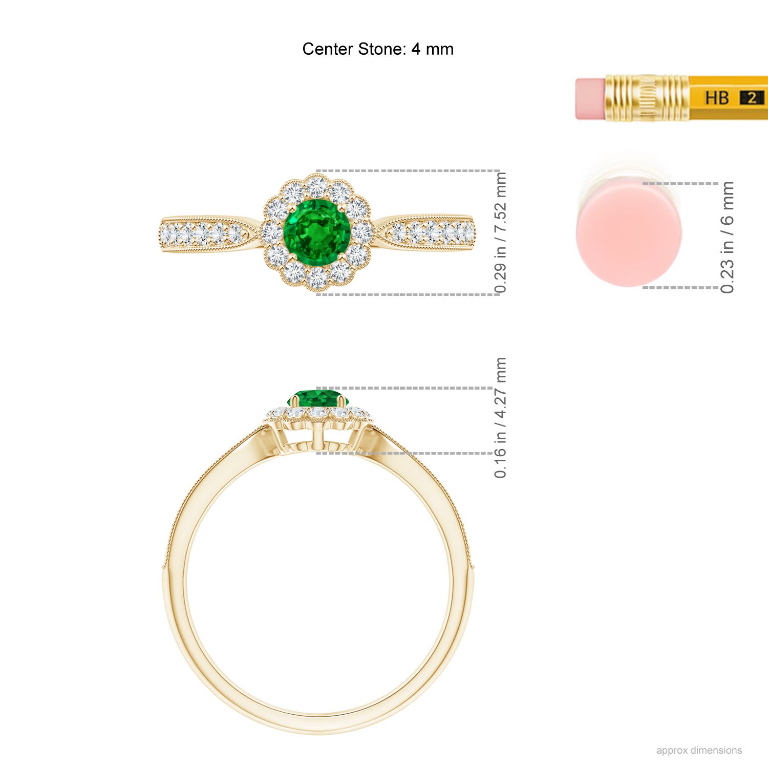 AAAA - Emerald / 0.49 CT / 14 KT Yellow Gold