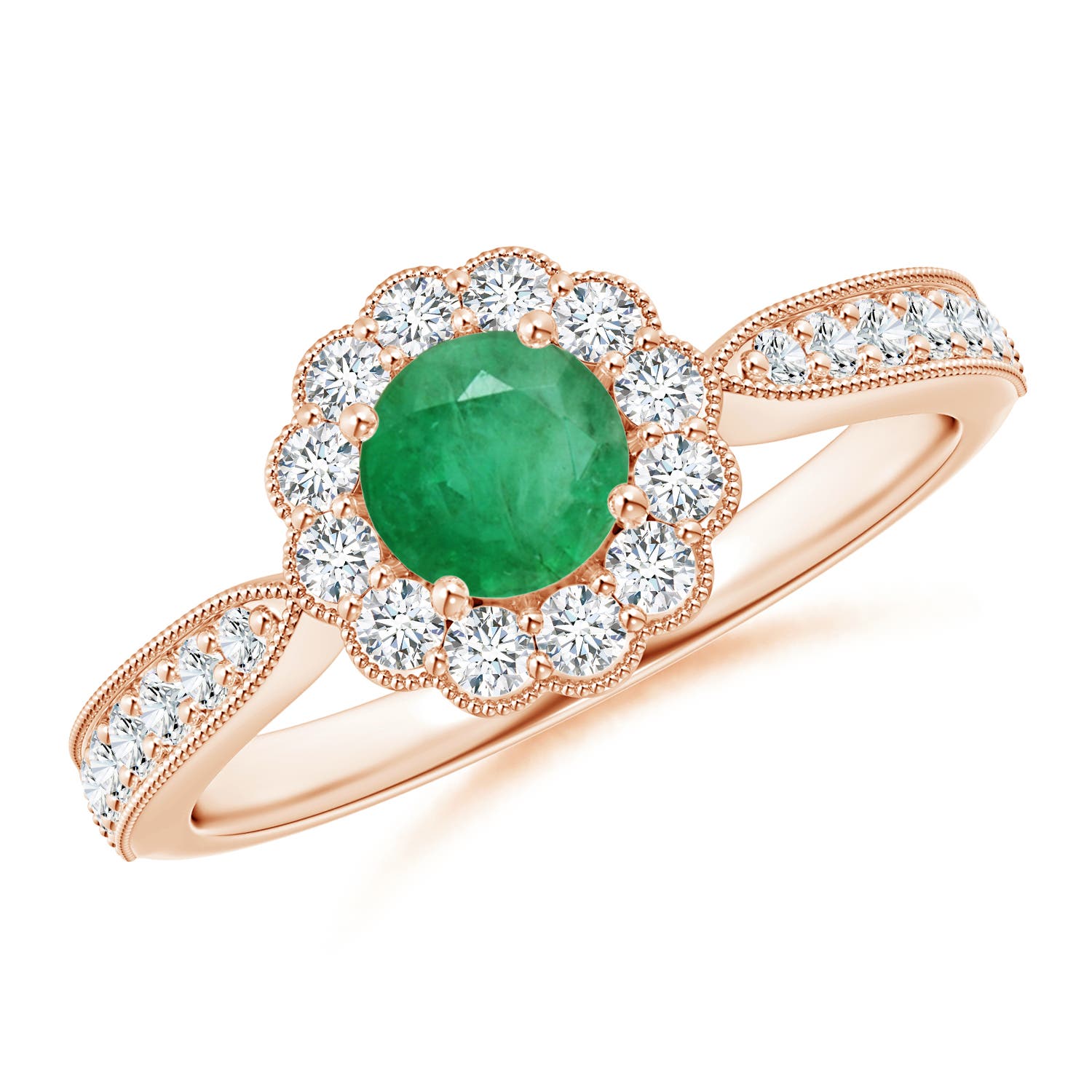 A - Emerald / 0.82 CT / 14 KT Rose Gold