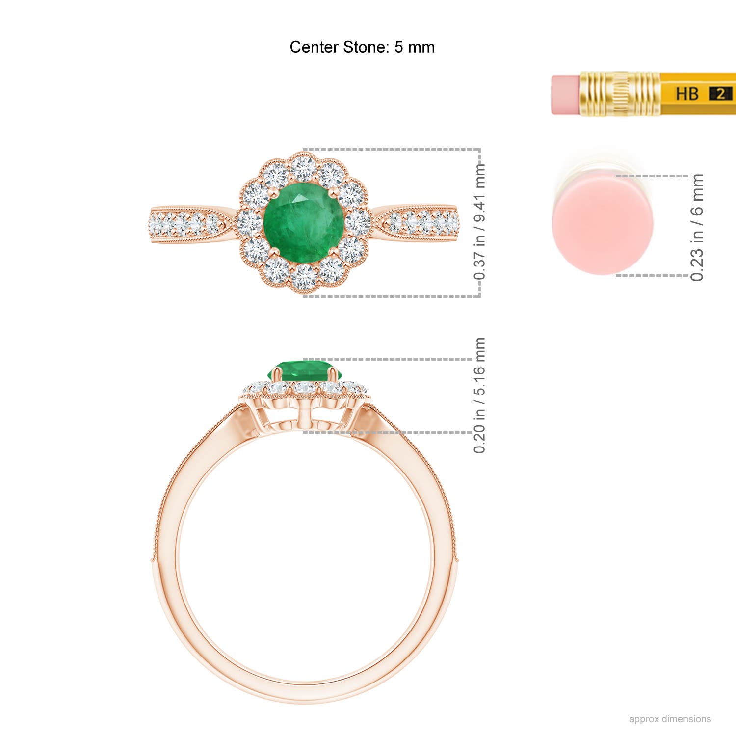 A - Emerald / 0.82 CT / 14 KT Rose Gold