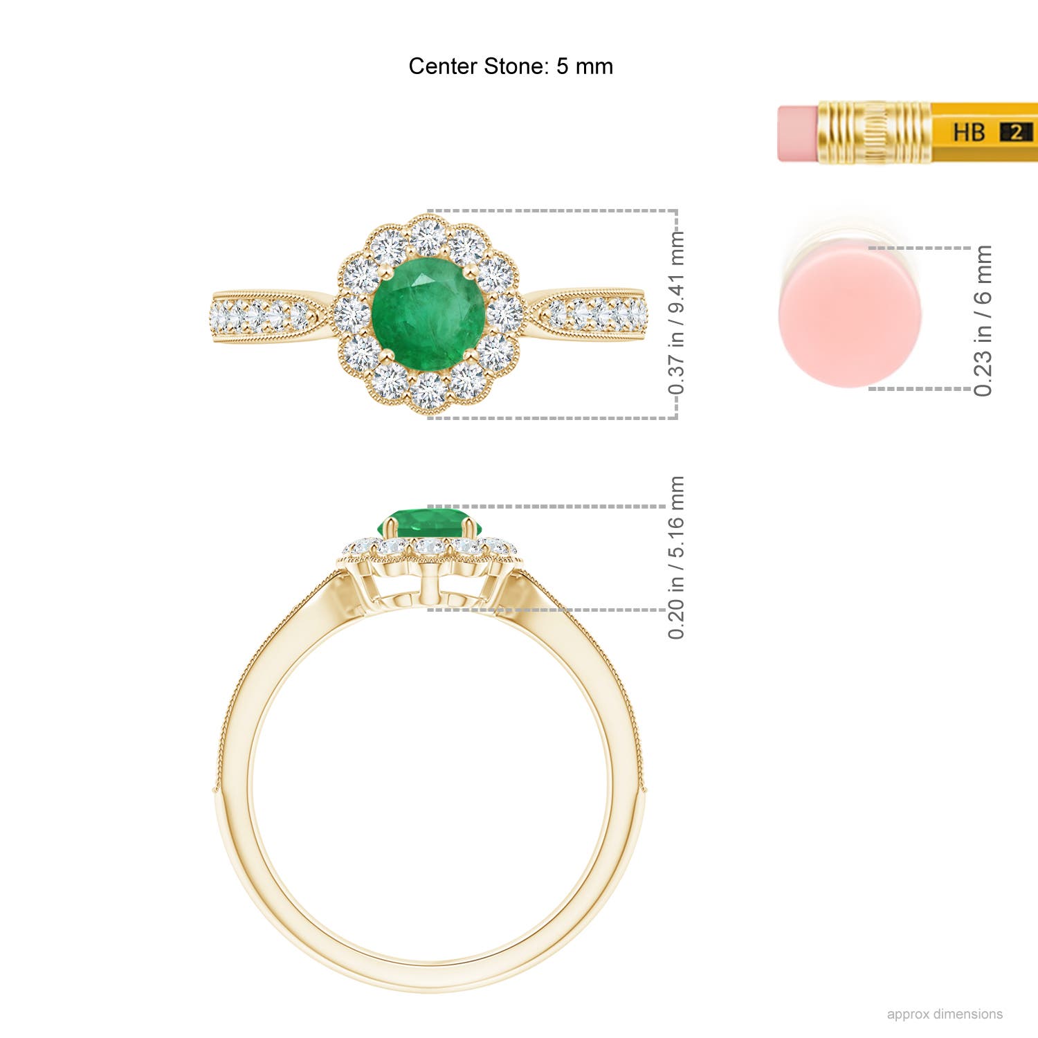 A - Emerald / 0.82 CT / 14 KT Yellow Gold