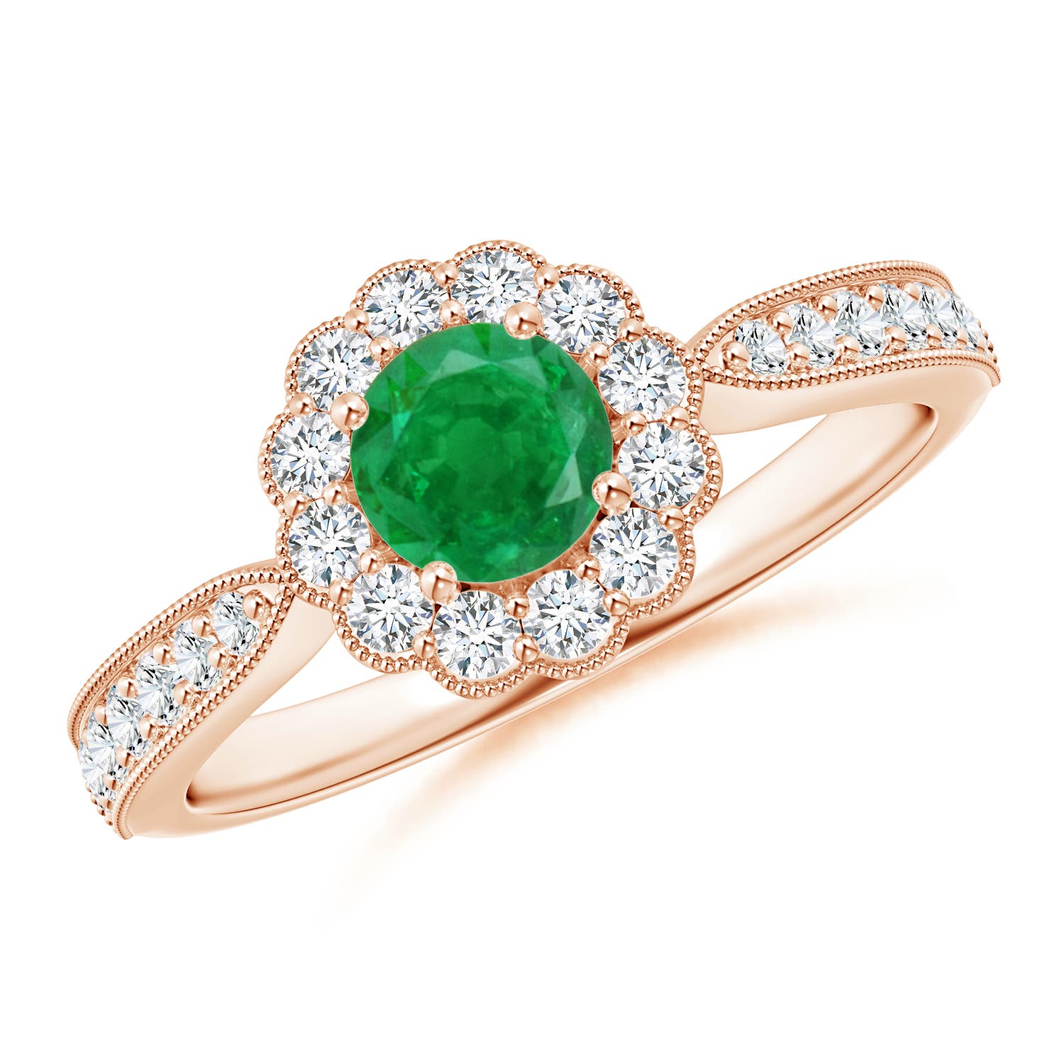 AA - Emerald / 0.82 CT / 14 KT Rose Gold