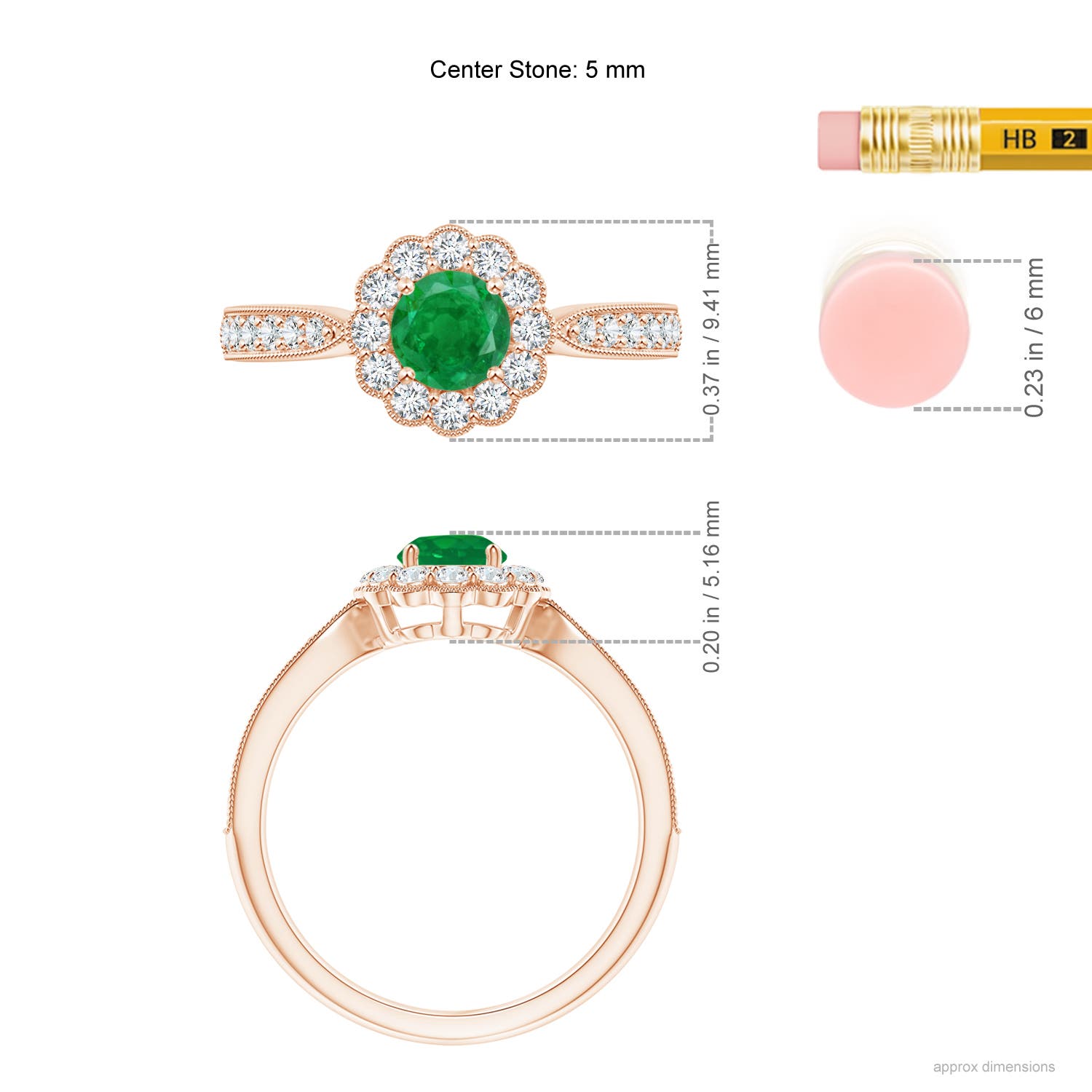 AA - Emerald / 0.82 CT / 14 KT Rose Gold