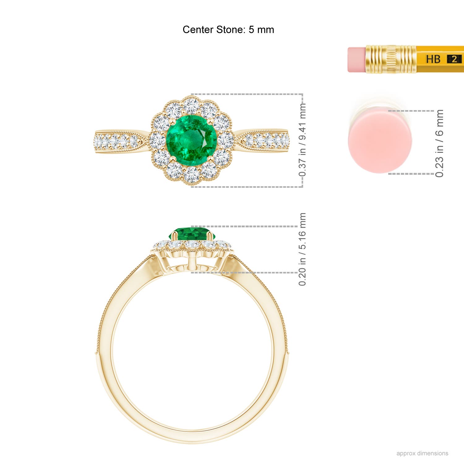 AAA - Emerald / 0.82 CT / 14 KT Yellow Gold