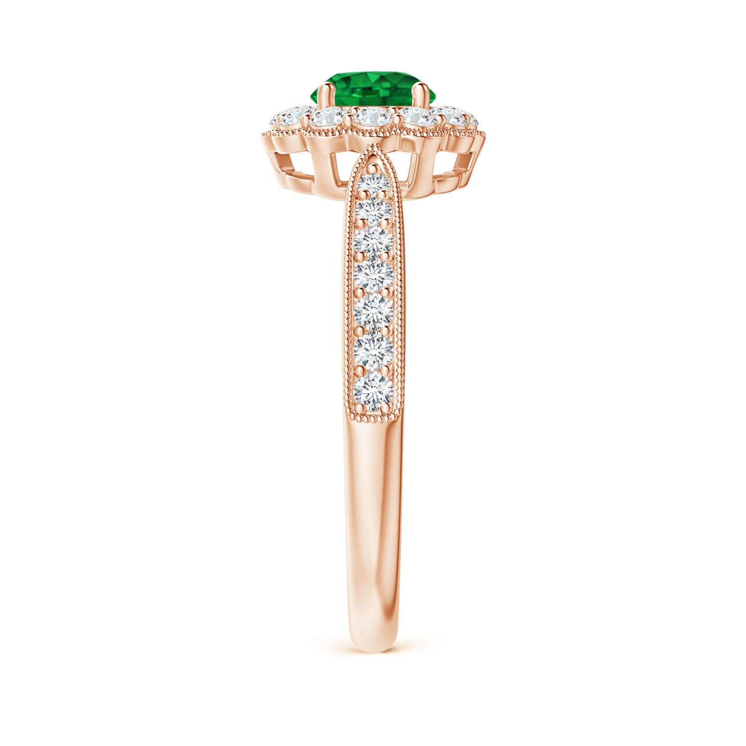 AAAA - Emerald / 0.82 CT / 14 KT Rose Gold