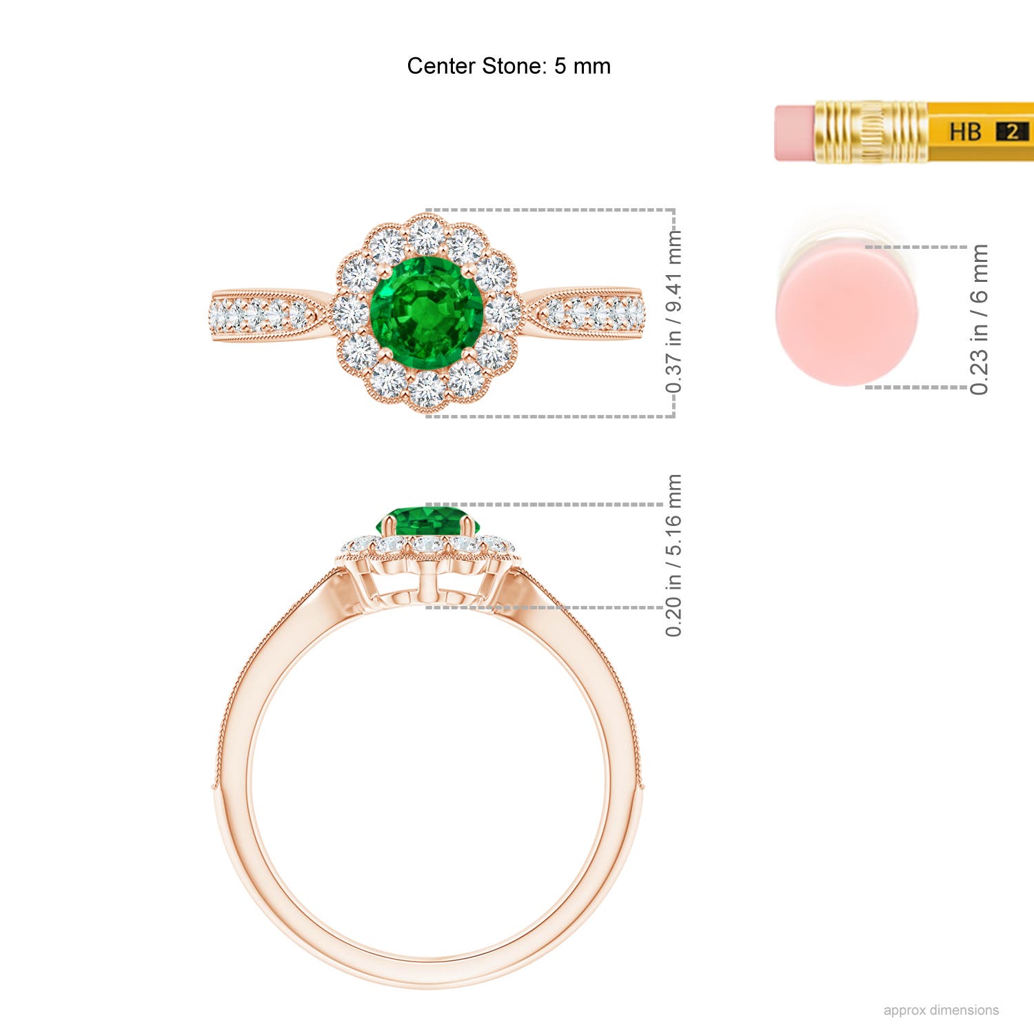 AAAA - Emerald / 0.82 CT / 14 KT Rose Gold