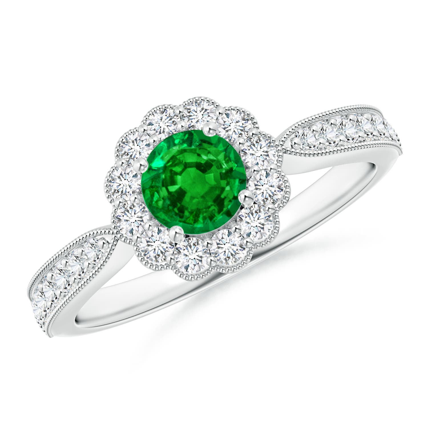 AAAA - Emerald / 0.82 CT / 14 KT White Gold