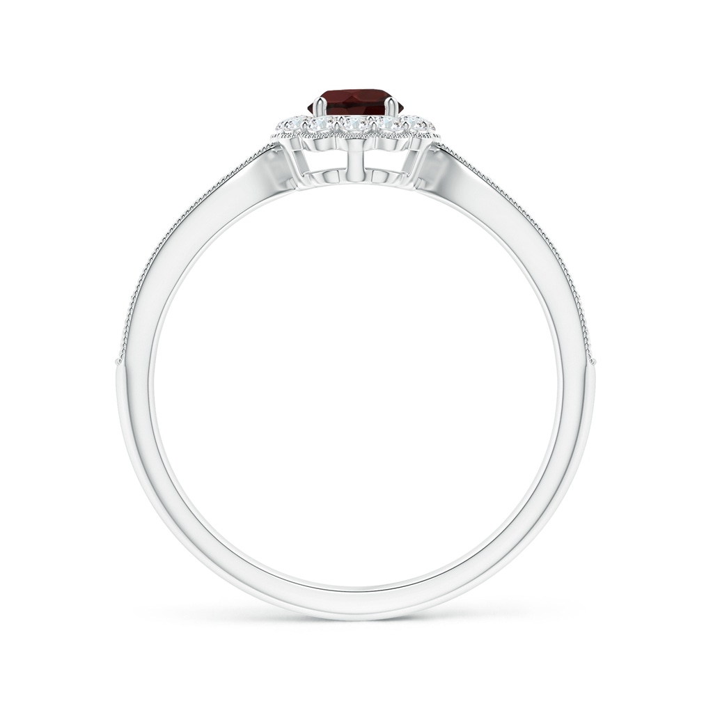 4mm A Vintage Inspired Garnet Milgrain Ring with Diamond Halo in S999 Silver - side 199