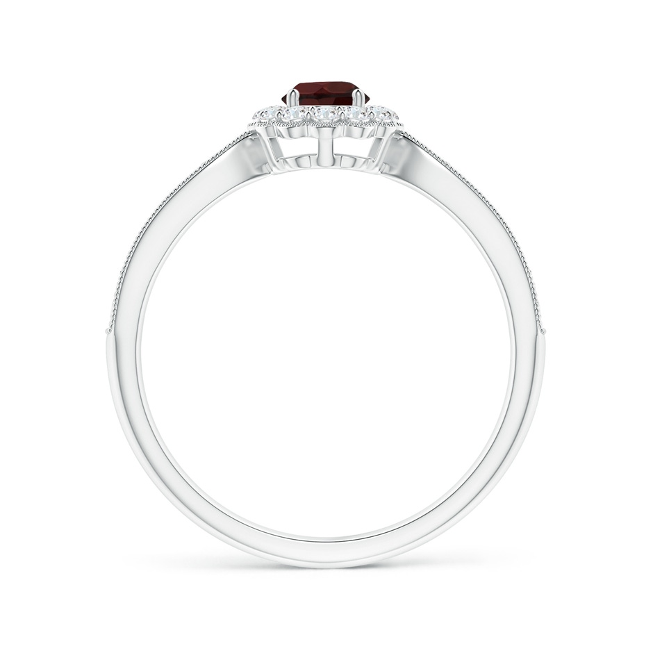 4mm A Vintage Inspired Garnet Milgrain Ring with Diamond Halo in S999 Silver side 199