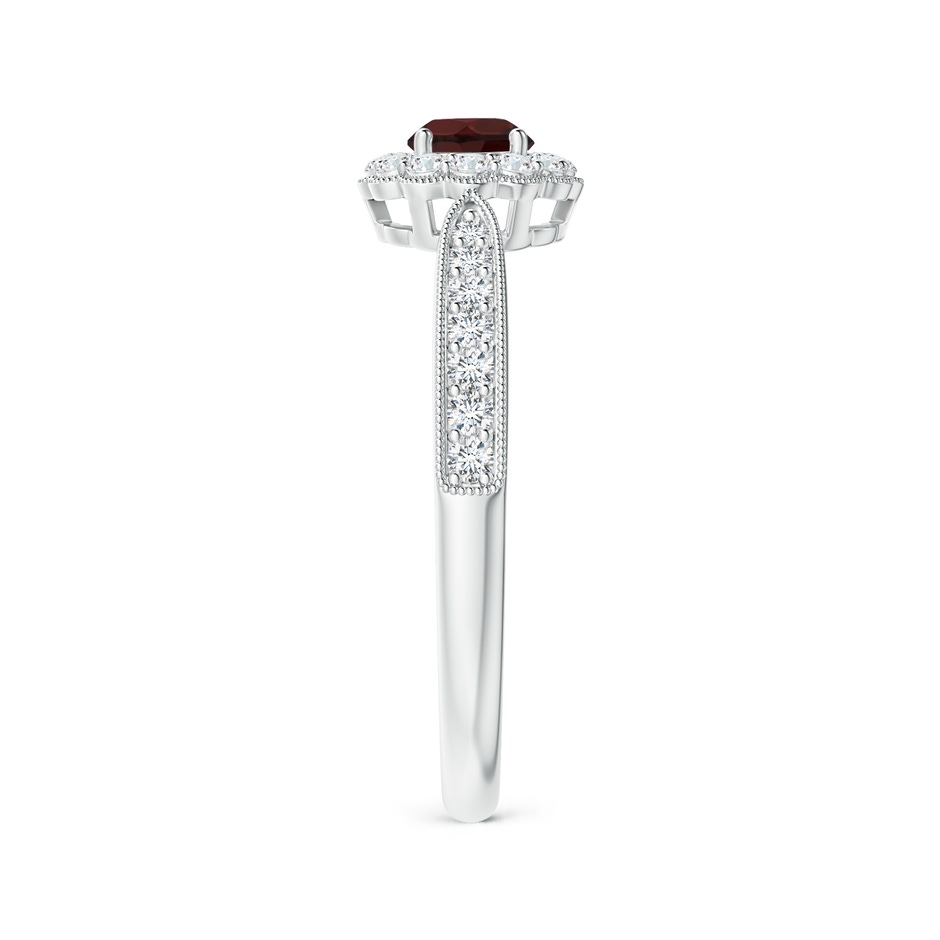 4mm A Vintage Inspired Garnet Milgrain Ring with Diamond Halo in S999 Silver side 299