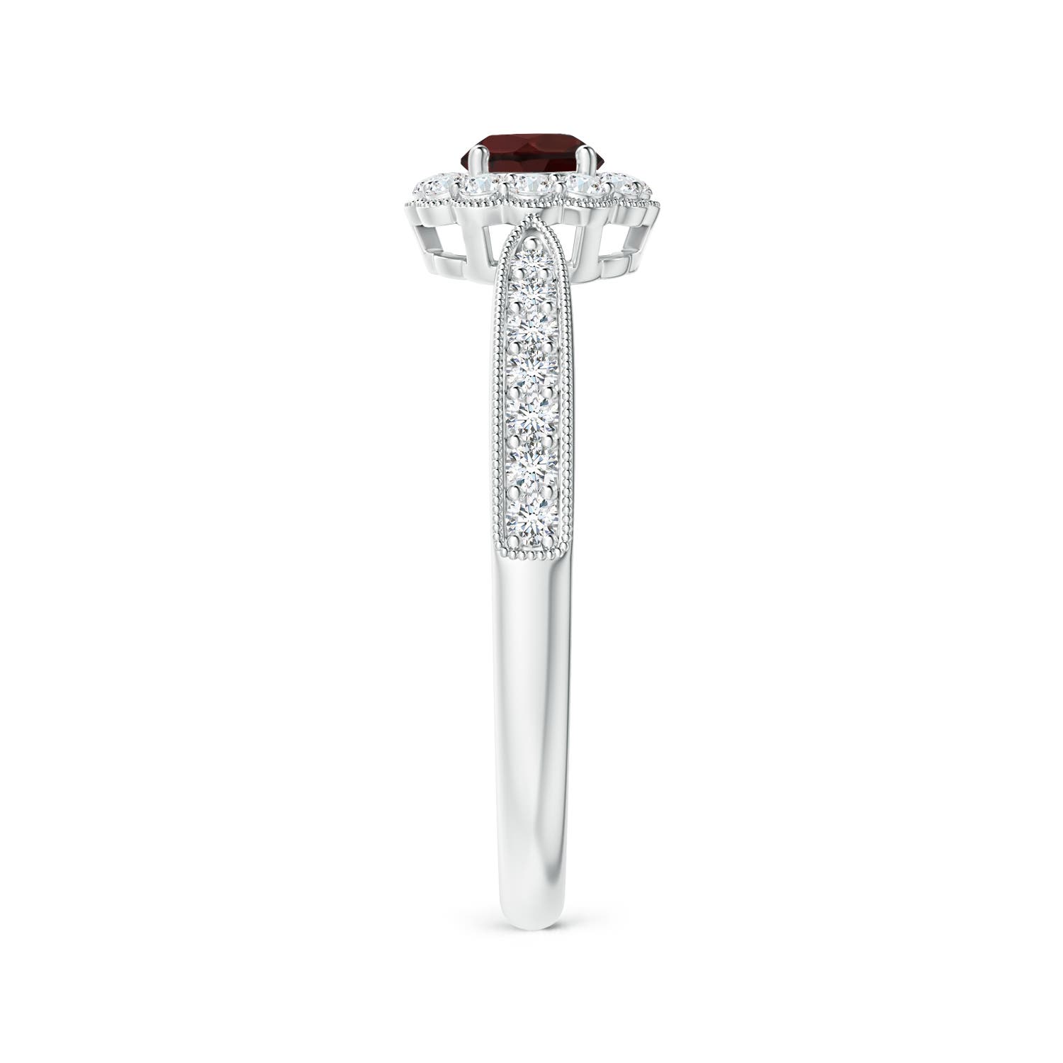 A - Garnet / 0.58 CT / 14 KT White Gold