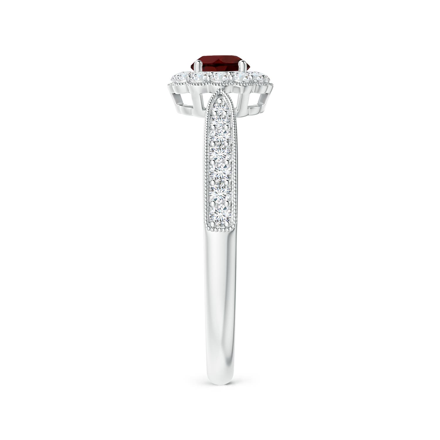 AA - Garnet / 0.58 CT / 14 KT White Gold