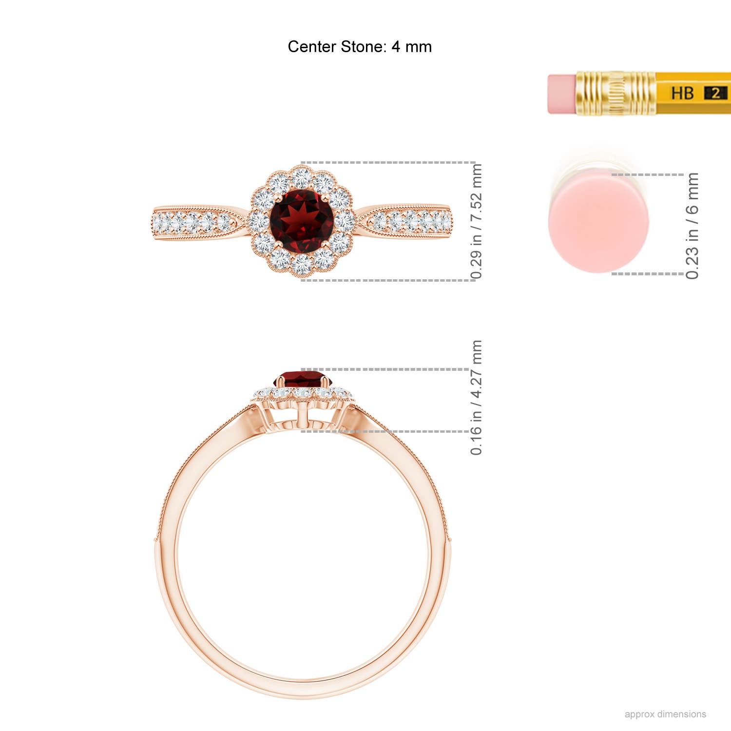 AAA - Garnet / 0.58 CT / 14 KT Rose Gold