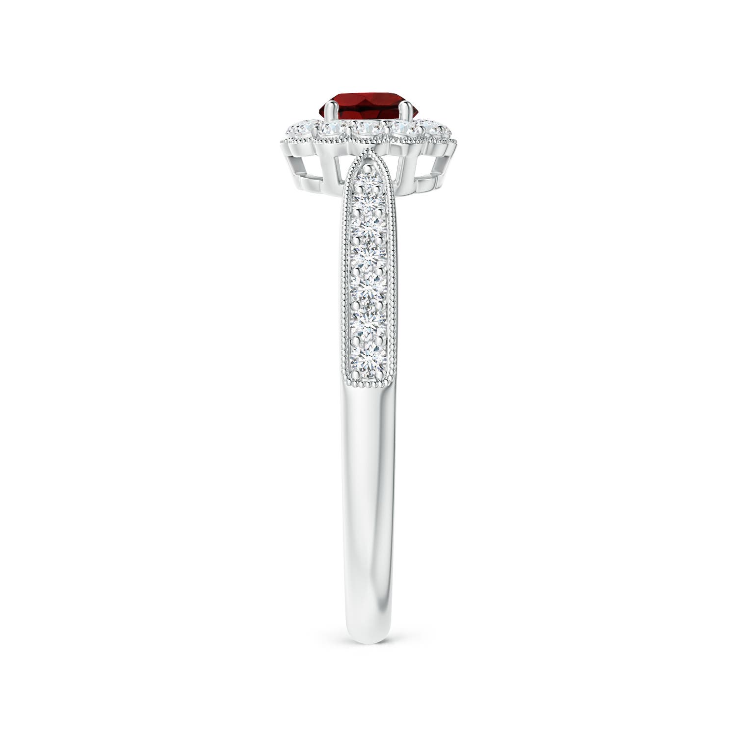 AAA - Garnet / 0.58 CT / 14 KT White Gold