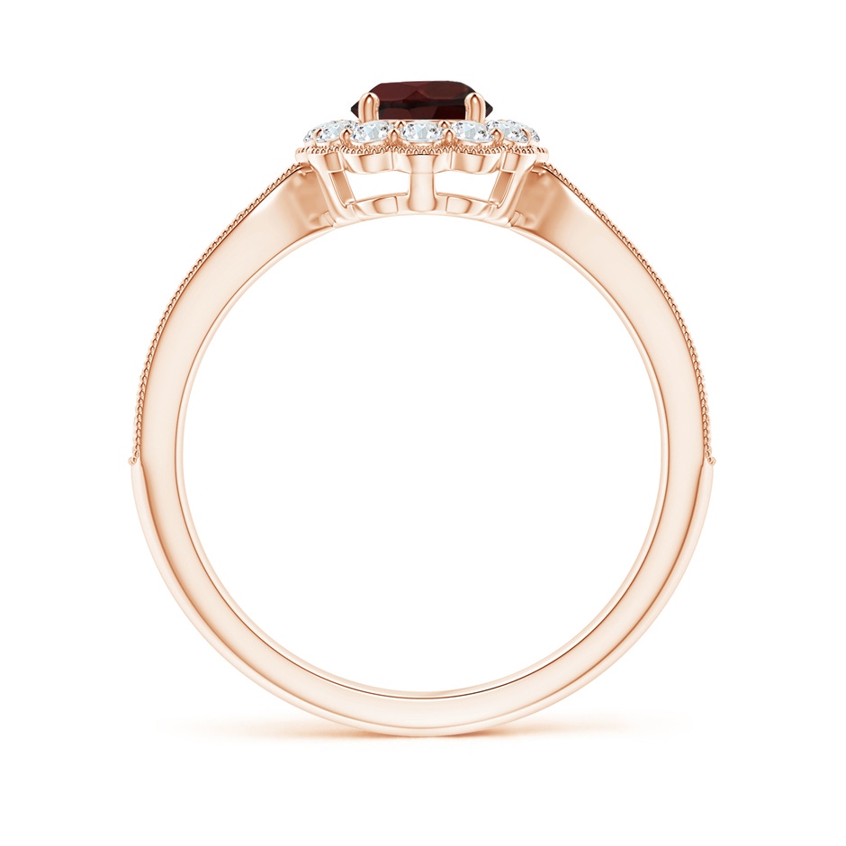 5mm A Vintage Inspired Garnet Milgrain Ring with Diamond Halo in Rose Gold side 199