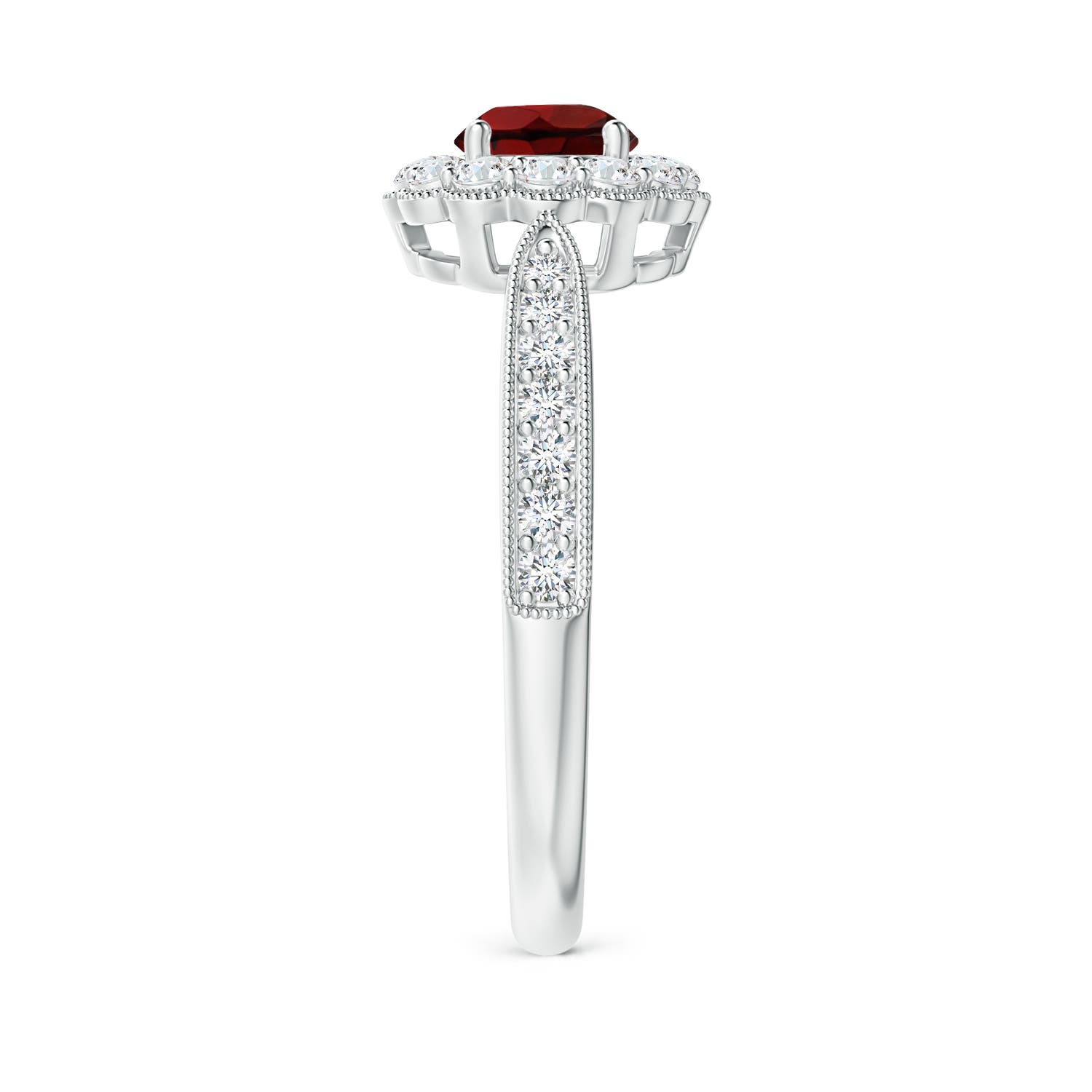 AAA - Garnet / 0.97 CT / 14 KT White Gold