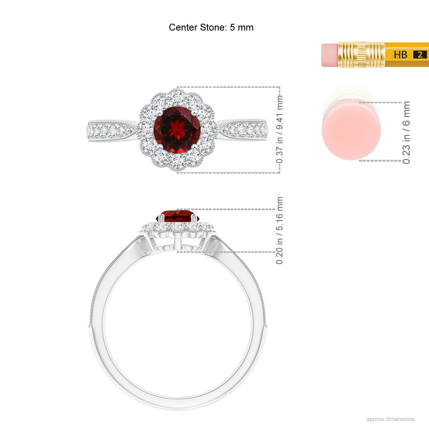 AAAA - Garnet / 0.97 CT / 14 KT White Gold