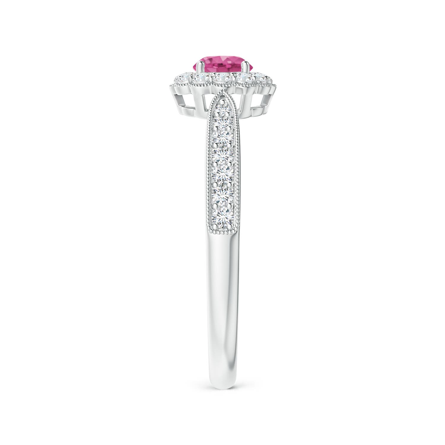 AAAA - Pink Sapphire / 0.58 CT / 14 KT White Gold