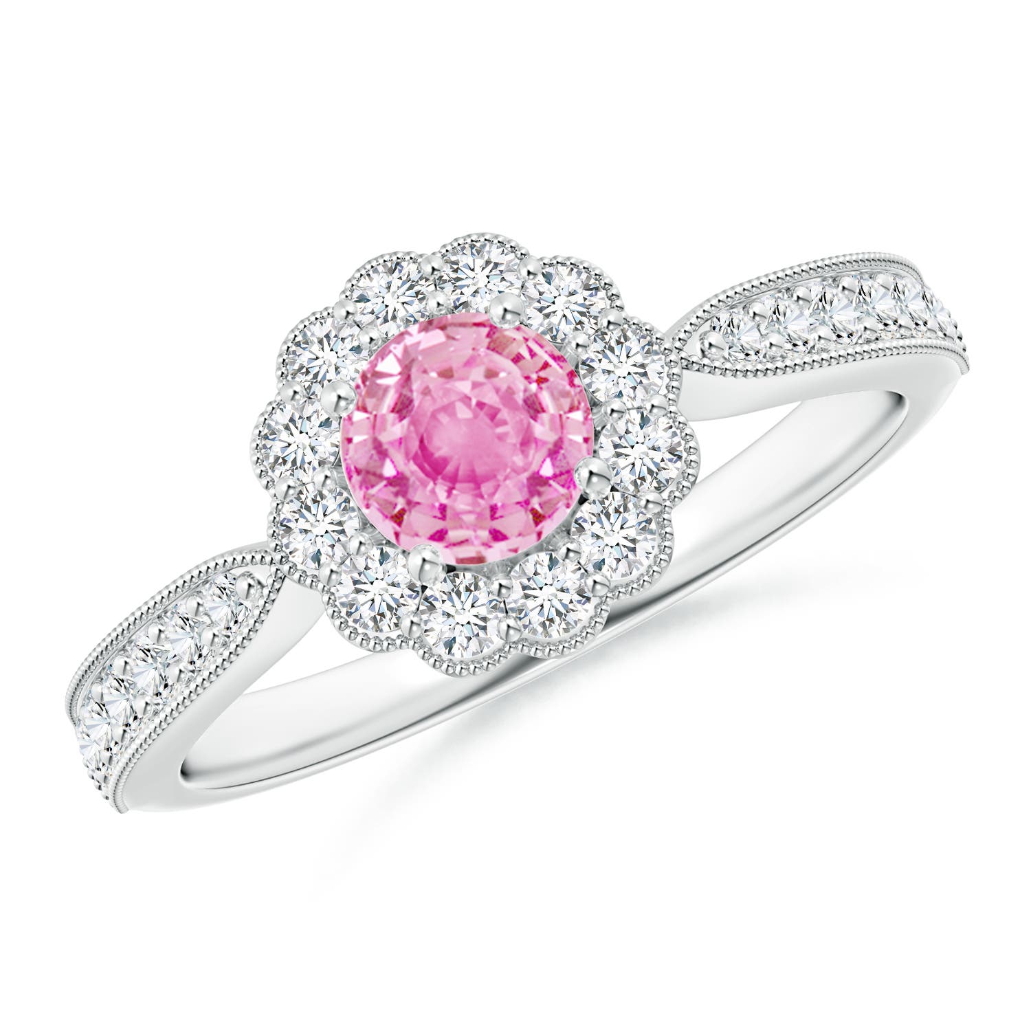 A - Pink Sapphire / 0.97 CT / 14 KT White Gold