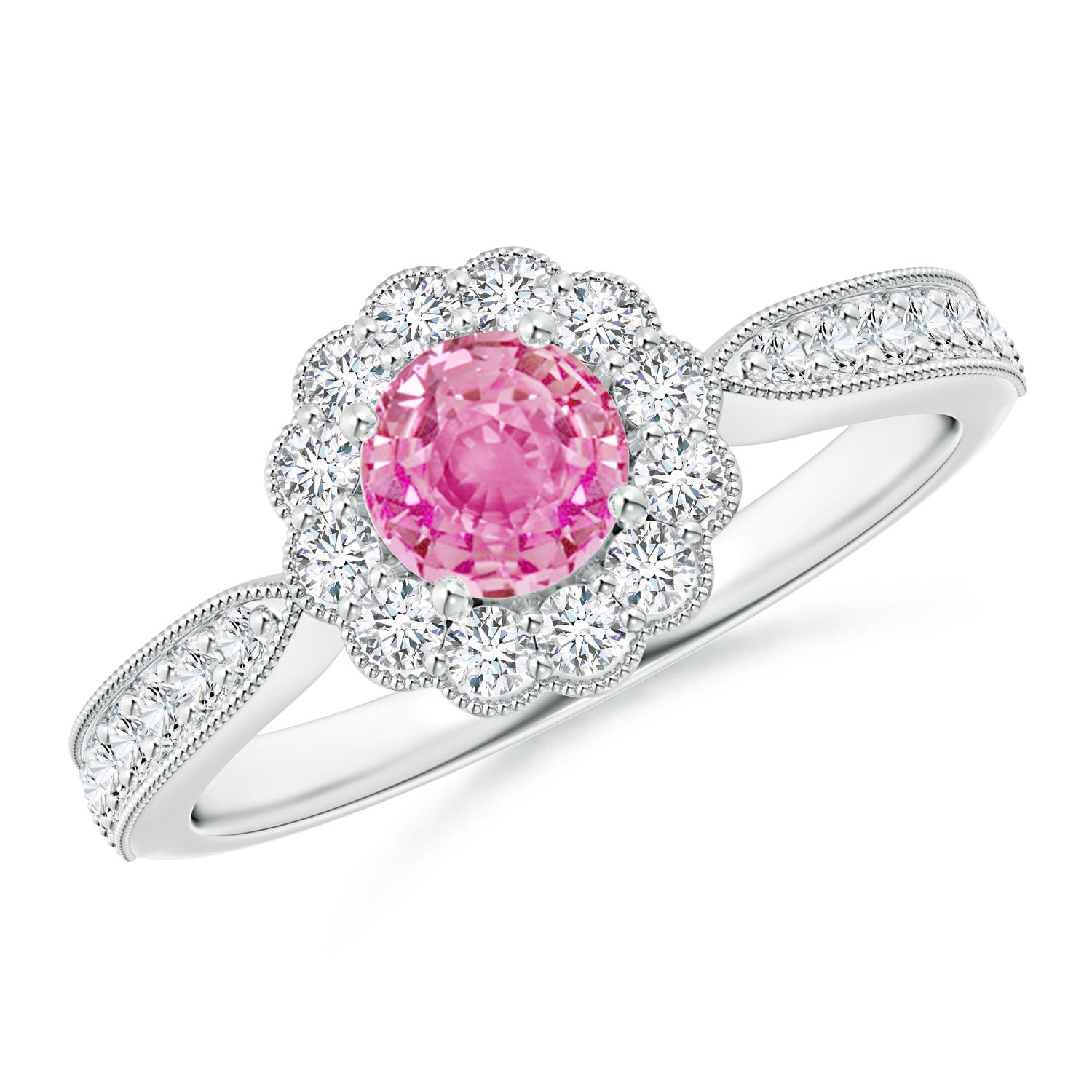 AA - Pink Sapphire / 0.97 CT / 14 KT White Gold