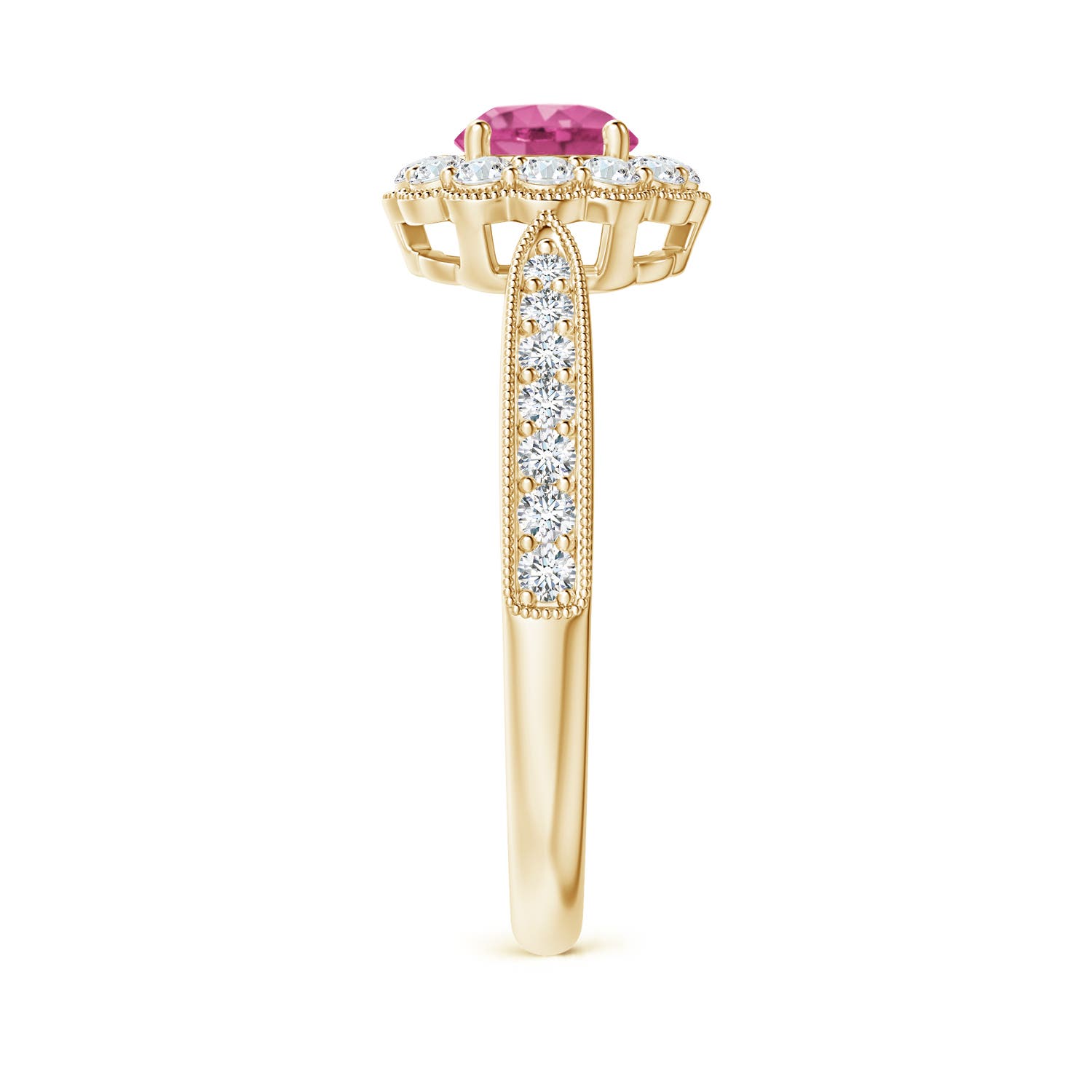 AAAA - Pink Sapphire / 0.97 CT / 14 KT Yellow Gold