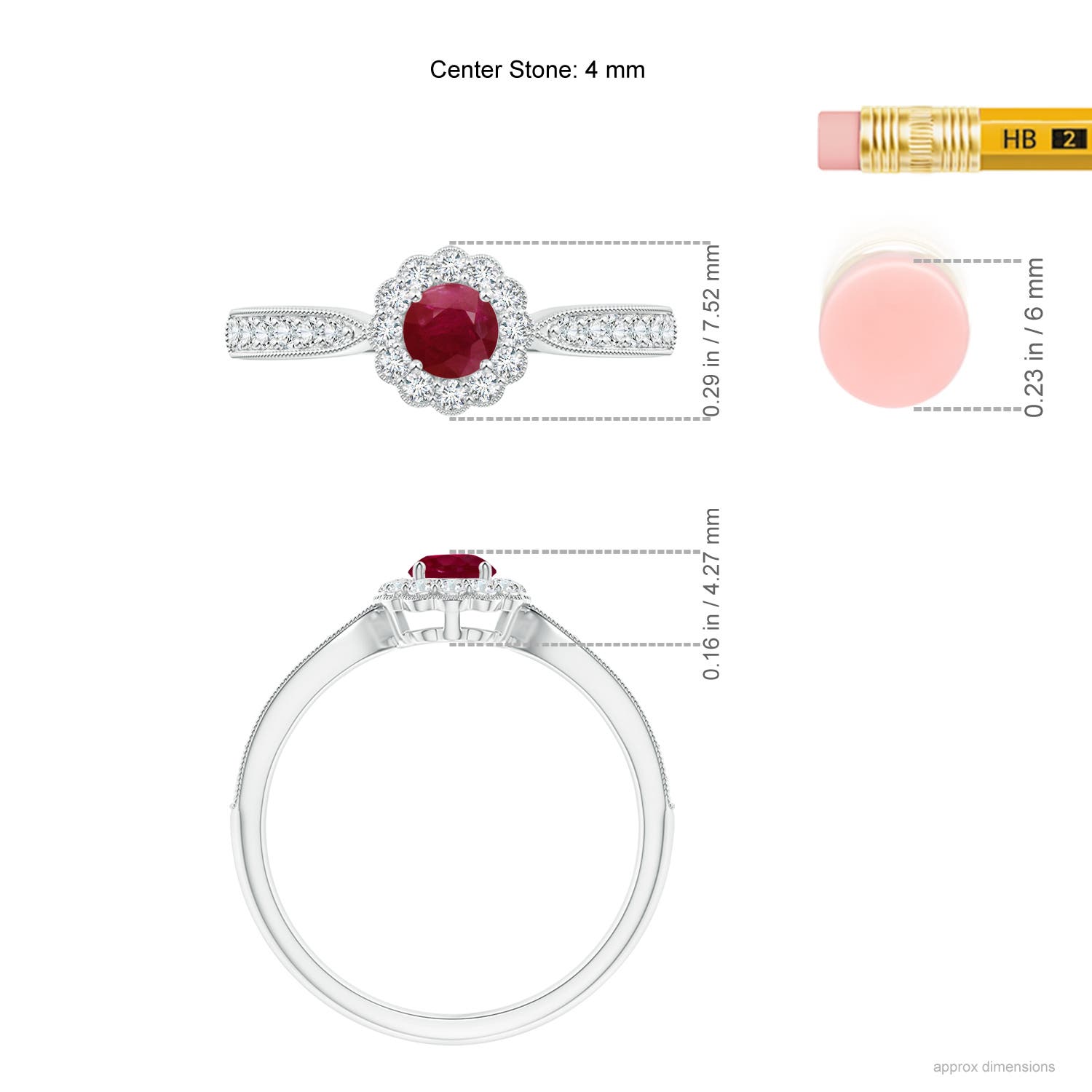 A - Ruby / 0.59 CT / 14 KT White Gold