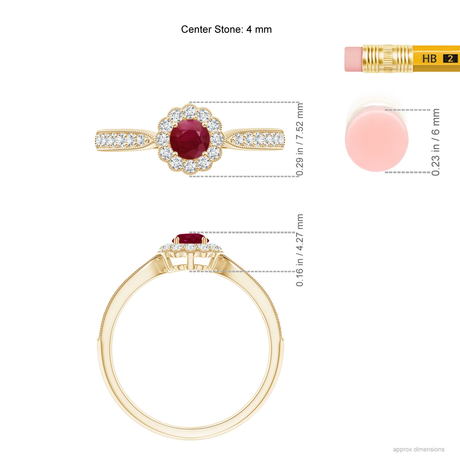 A - Ruby / 0.59 CT / 14 KT Yellow Gold