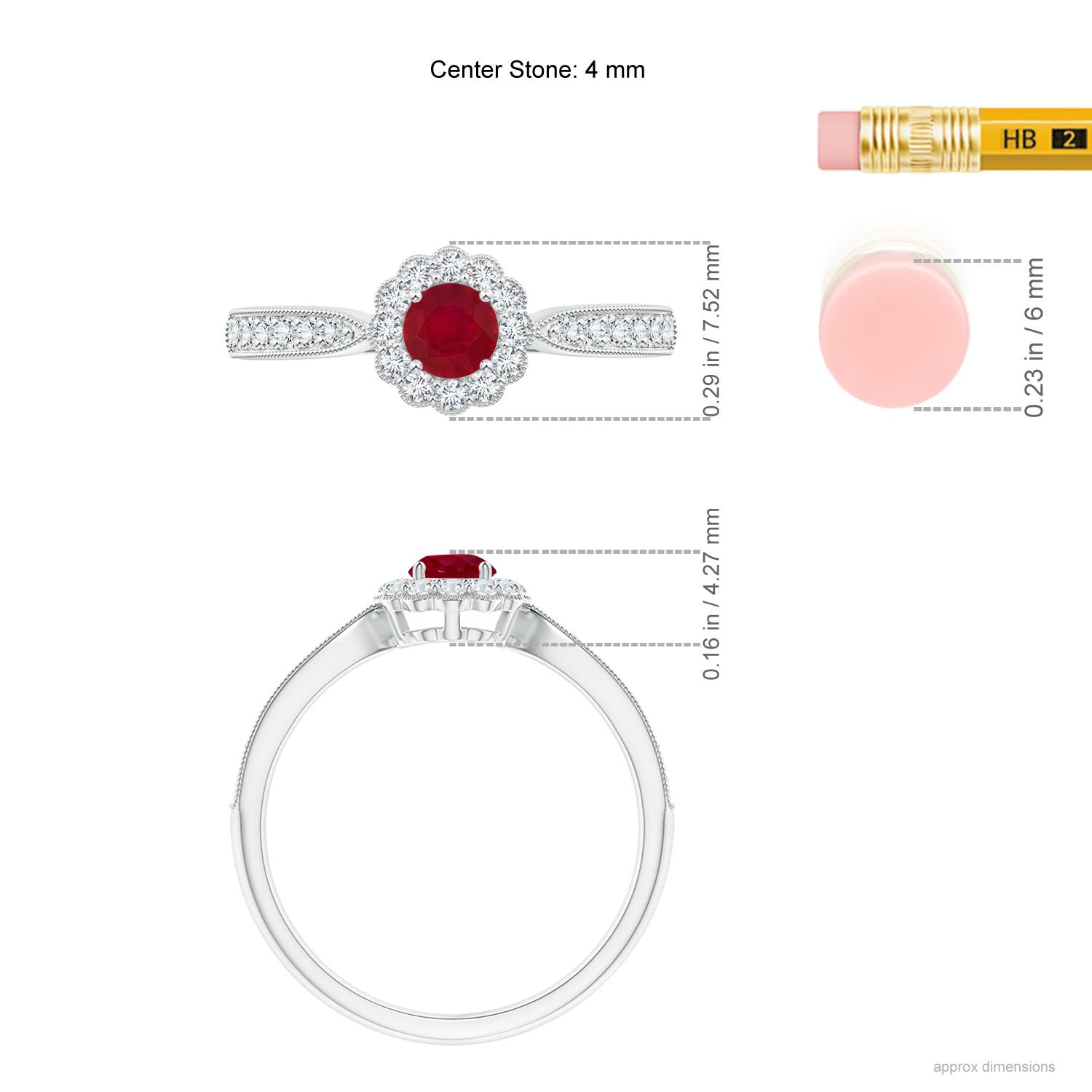 AA - Ruby / 0.59 CT / 14 KT White Gold