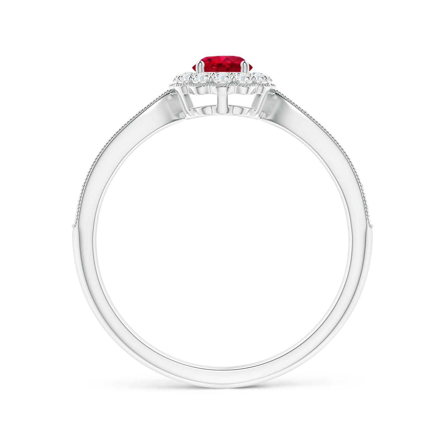 AAA - Ruby / 0.59 CT / 14 KT White Gold