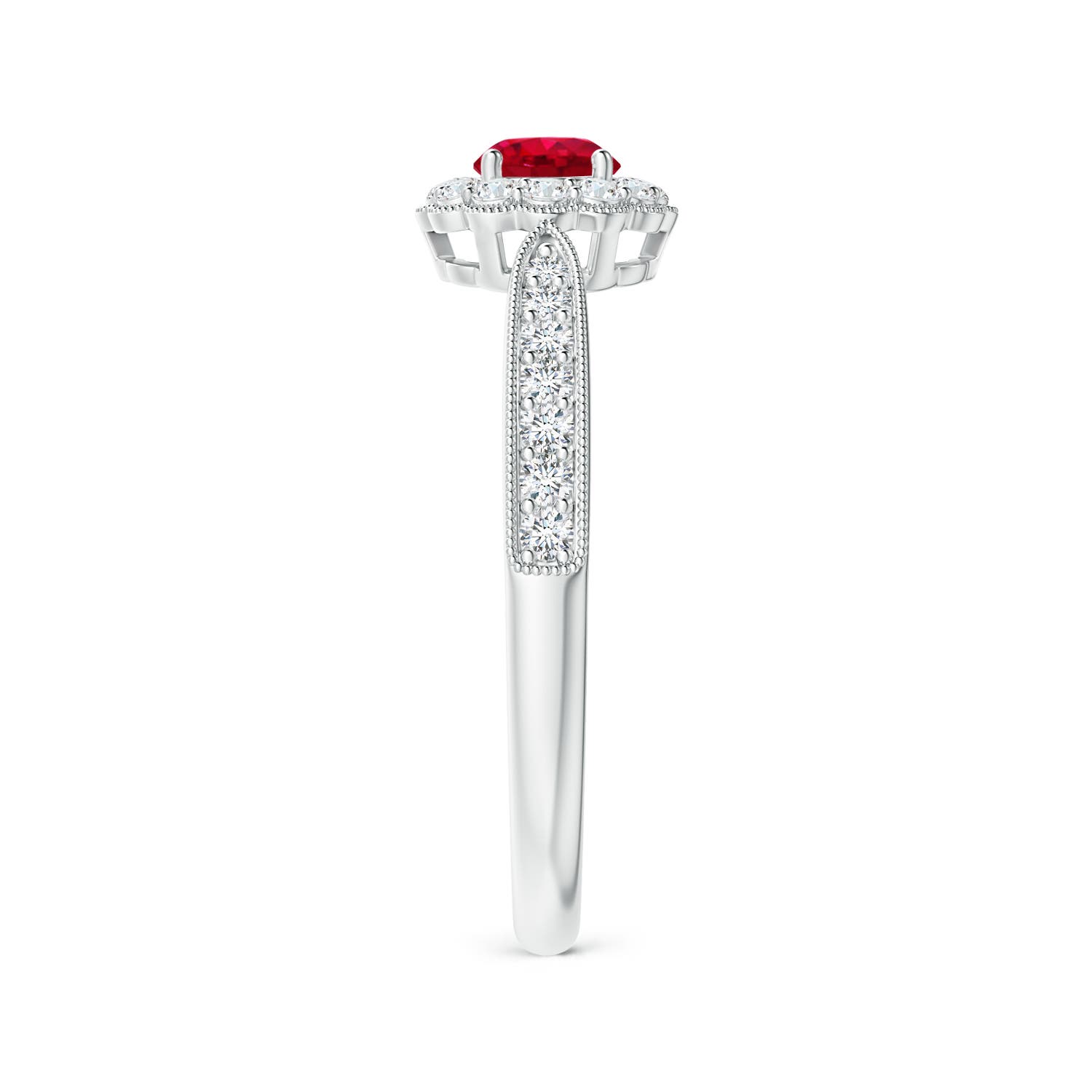 AAA - Ruby / 0.59 CT / 14 KT White Gold