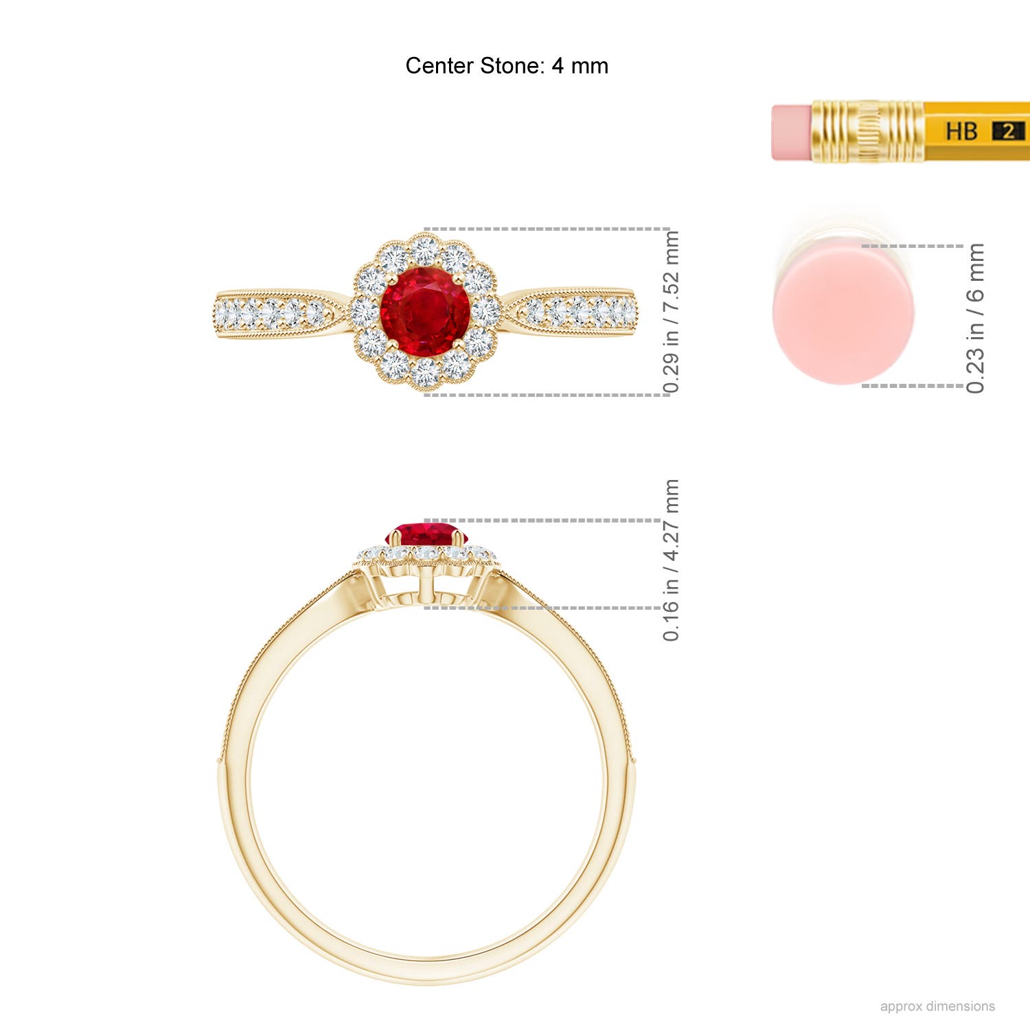 AAA - Ruby / 0.59 CT / 14 KT Yellow Gold