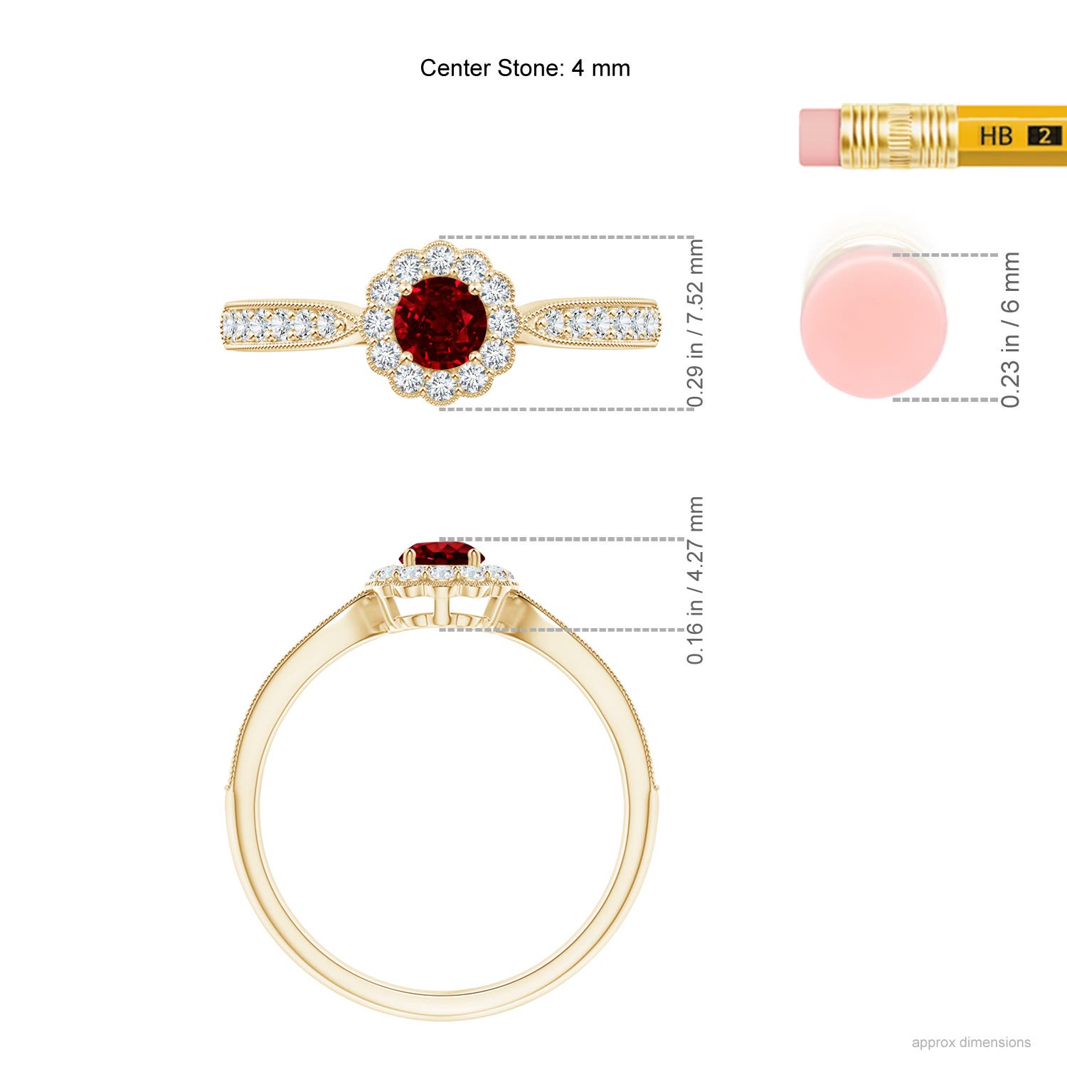 AAAA - Ruby / 0.59 CT / 14 KT Yellow Gold