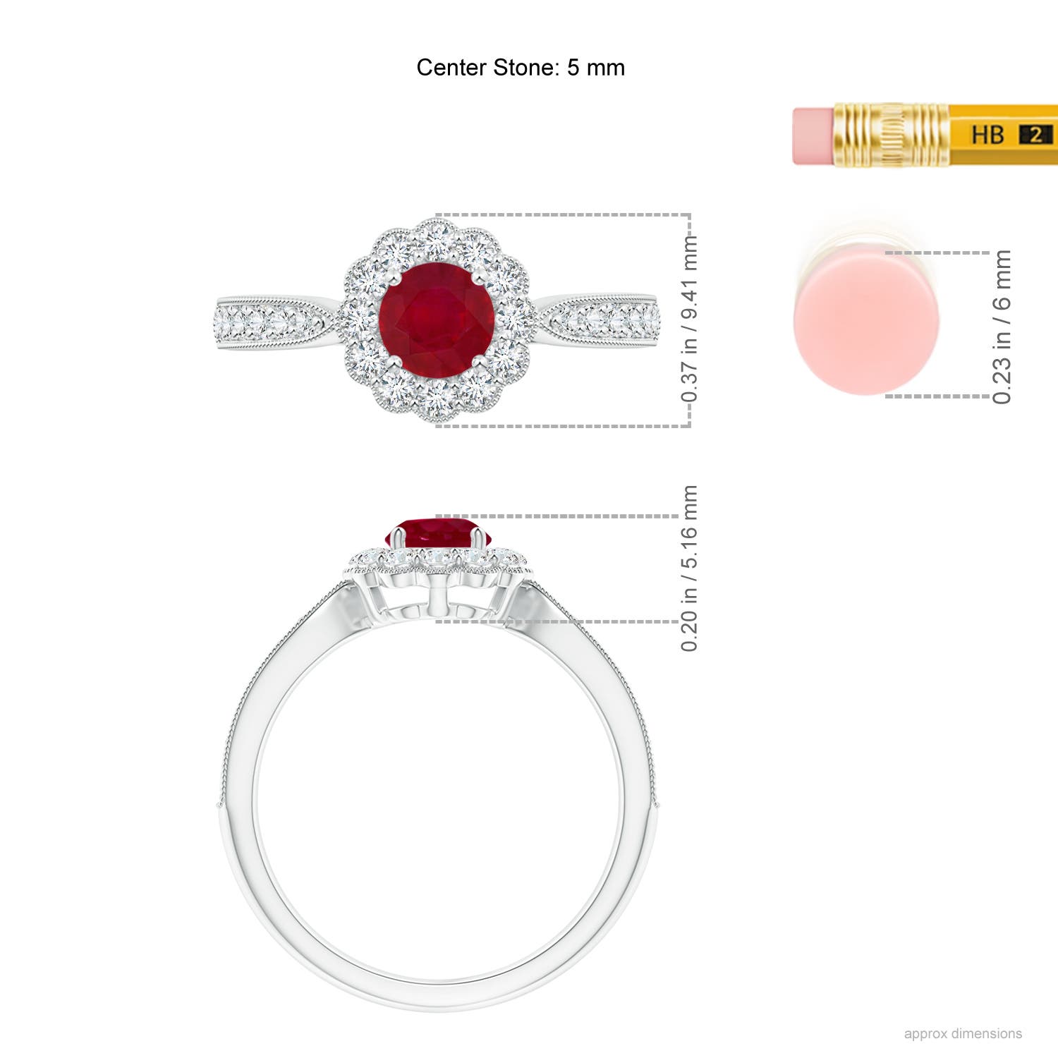 AA - Ruby / 0.97 CT / 14 KT White Gold