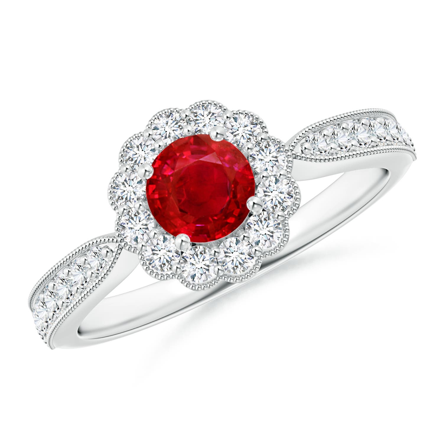 AAA - Ruby / 0.97 CT / 14 KT White Gold