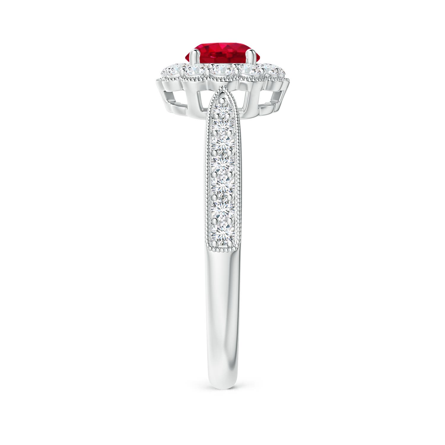 AAA - Ruby / 0.97 CT / 14 KT White Gold