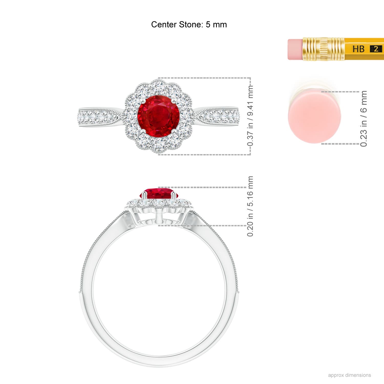 AAA - Ruby / 0.97 CT / 14 KT White Gold